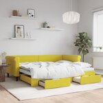 vidaXL Lit de jour avec gigogne et tiroirs jaune 90x200 cm velours