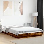 vidaXL Cadre de lit avec lumières LED chêne fumé 135x190 cm