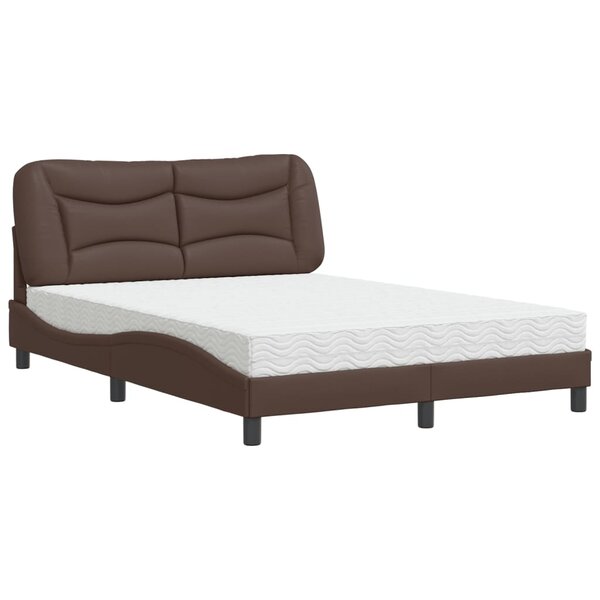 vidaXL Lit avec matelas marron 140x190 cm similicuir