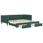 vidaXL Lit de jour et gigogne et tiroirs vert foncé 100x200 cm velours