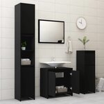 vidaXL Ensemble de meubles de salle de bain 3 Pièces Noir Aggloméré