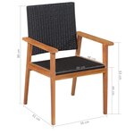 vidaXL Mobilier à dîner de jardin 7 Pièces Résine tressée Noir et marron