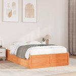 vidaXL Cadre de lit sans matelas cire marron 135x190cm bois pin massif