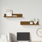 vidaXL Étagères murales 2 Pièces Marron miel 50x11x9cm Bois de pin massif
