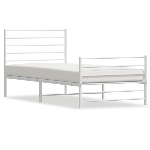 vidaXL Cadre de lit métal avec tête de lit/pied de lit blanc 75x190 cm