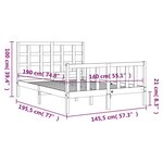 vidaXL Cadre de lit avec tête de lit blanc 140x190 cm bois massif