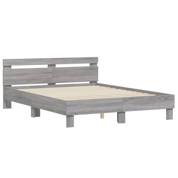 vidaXL Cadre de lit avec tête de lit sonoma gris 150x200 cm