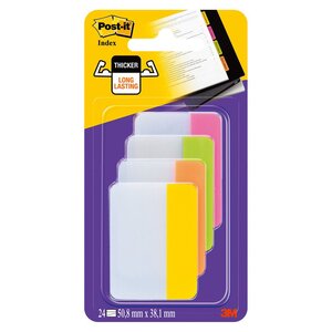 Marque-pages rigides couleurs Energie - Lot de 4 x 6 marque-pages - 50,8 x 38 mm (paquet 24 unités)