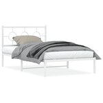 vidaXL Cadre de lit métal avec tête de lit blanc 107x203 cm