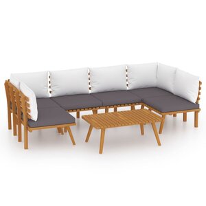 Salon de jardin meuble d'extérieur ensemble de mobilier 7 pièces avec coussins bois d'acacia solide 02_0017090