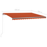 vidaXL Auvent automatique capteur de vent LED 4 5x3 5 m Orange marron