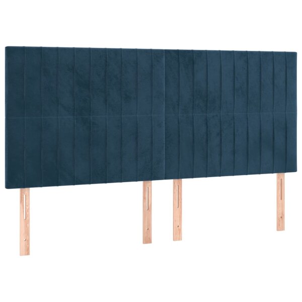 vidaXL Têtes de lit 4 Pièces Bleu foncé 100x5x78/88 cm Velours