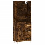 vidaXL Buffet haut Chêne fumé 69 5x34x180 cm Bois d'ingénierie