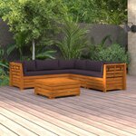 vidaXL Salon de jardin 6 Pièces avec coussins Bois d'acacia solide