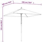 vidaXL Parasol de jardin avec mât en bois bleu azuré 198x198x231 cm