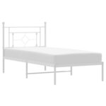 vidaXL Cadre de lit métal avec tête de lit blanc 100x190 cm