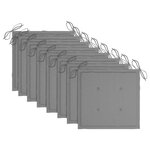 vidaXL Chaises de jardin et coussins gris lot de 8 Bois de teck massif