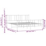 vidaXL Cadre de lit métal sans matelas et pied de lit blanc 183x213 cm