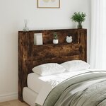 vidaXL Armoire tête de lit avec LED chêne fumé 120x16 5x103 5 cm