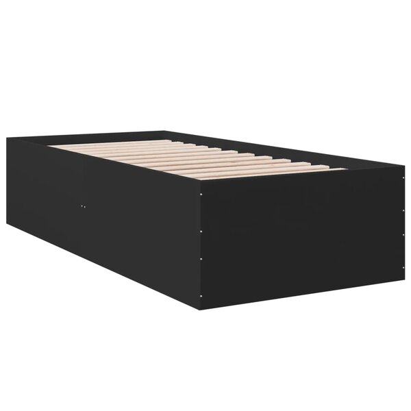 vidaXL Cadre de lit noir 75x190 cm bois d'ingénierie