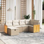 vidaXL Salon de jardin avec coussins 6 Pièces beige résine tressée