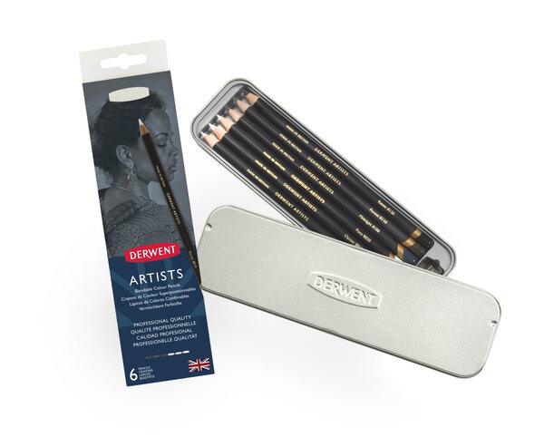 Crayons noir et blanc Derwent Artists 6 pièces