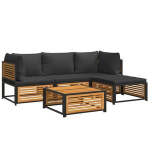 vidaXL Salon de jardin avec coussins 5 Pièces Bois d'acacia solide
