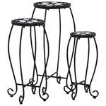 vidaXL Tables mosaïque 3 Pièces noir et blanc Céramique
