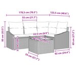 vidaXL Canapé de jardin 5 pièces avec coussins marron en rotin poly