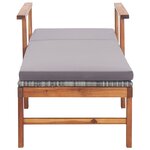 vidaXL Chaise longue et coussin Résine tressée et bois d'acacia Gris