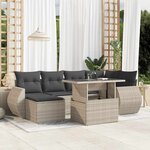 vidaXL Salon de jardin avec coussins 7 Pièces gris clair résine tressée