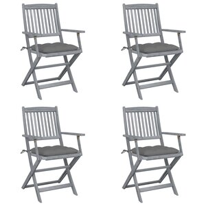 vidaXL Chaises pliables d'extérieur lot de 4 et coussins Bois d'acacia
