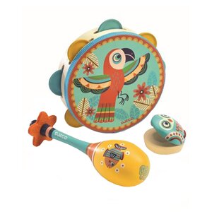Djeco DJ06016 - Animambo Set musical tambourin maracas et castagnette