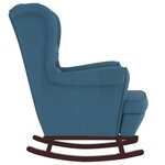 vidaXL Fauteuil à bascule et pieds en bois massif d'hévéa Bleu Velours
