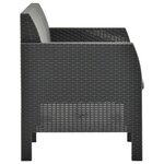 vidaXL Salon de jardin 3 Pièces avec coussins PP Rotin Anthracite