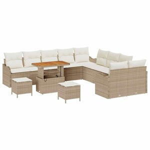 vidaXL Ensemble de canapé de jardin 13 Pièces Beige polyrotin
