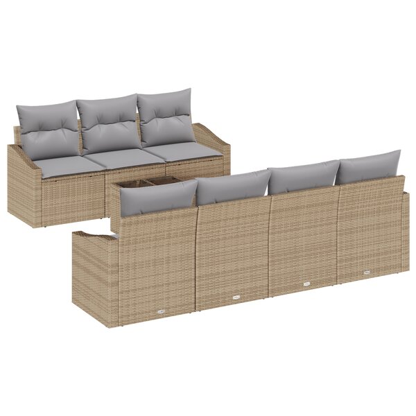 vidaXL Ensemble de canapé de jardin 8 pièces avec coussins Beige Poly Rotin