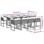 vidaXL Ensemble à manger de jardin 9Pièces coussins noir résine tressée