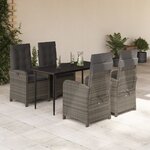 vidaXL Ensemble à manger de jardin 5 Pièces avec coussins Gris