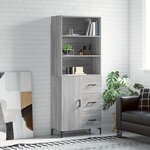 vidaXL Buffet haut Sonoma gris 69 5x34x180 cm Bois d'ingénierie