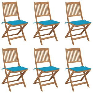vidaXL Chaises pliables de jardin 6 Pièces avec coussins Bois d'acacia