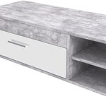 Meuble TV - Contemporain - Panneau de particules - Blanc/Béton Gris Clair - L 120 x P 42,1 x H 31,8 cm - PILVI