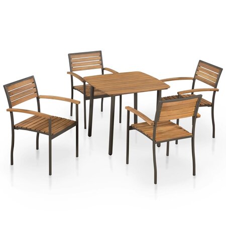 vidaXL Mobilier à dîner d'extérieur 5Pièces Bois d'acacia solide et acier