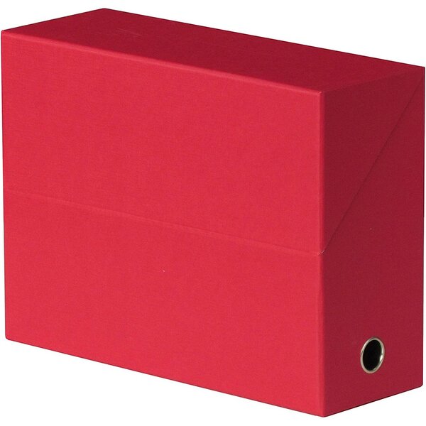 Boite archive transfert Toilée 34x25 cm A4 Dos de 9 cm Rouge FAST
