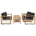 vidaXL Salon de jardin 4 Pièces avec coussins Bambou