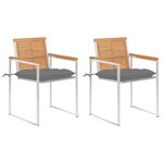 vidaXL Chaises de jardin avec coussins 2 Pièces Teck solide et acier