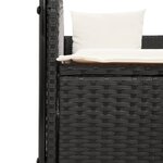vidaXL Chaise longue double avec toit et rideaux noir résine tressée