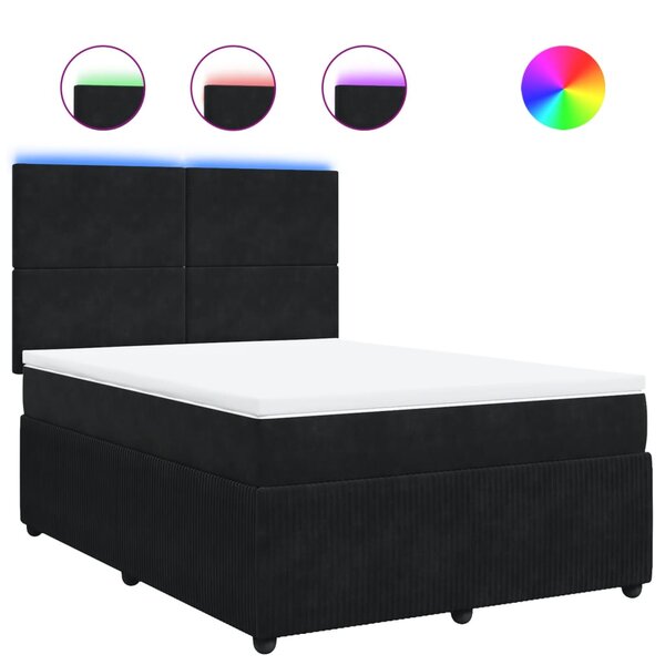 vidaXL Sommier à lattes de lit avec matelas Noir 140x190 cm Velours