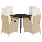 vidaXL Ensemble à manger de jardin avec coussins 5Pièces Beige poly rotin