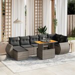 vidaXL Salon de jardin 8 Pièces avec coussins gris résine tressée